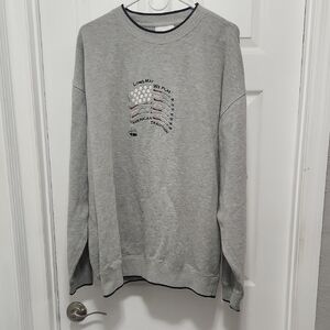 Classic Gray Crewneck Sweater with Graphic Design
